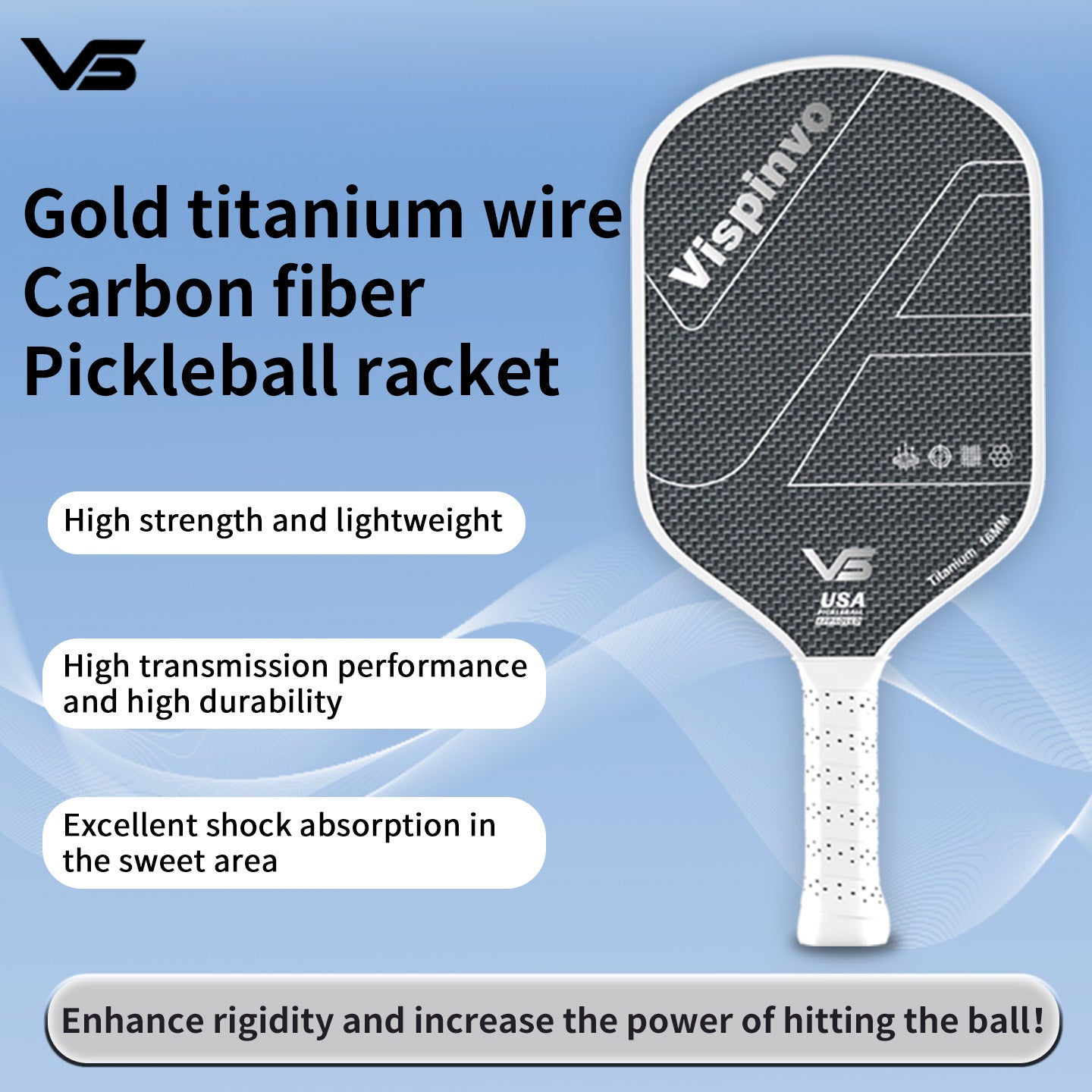 VISPINVO VS-Titanium Wire 16mm Pickleball Paddles – Powkiddy