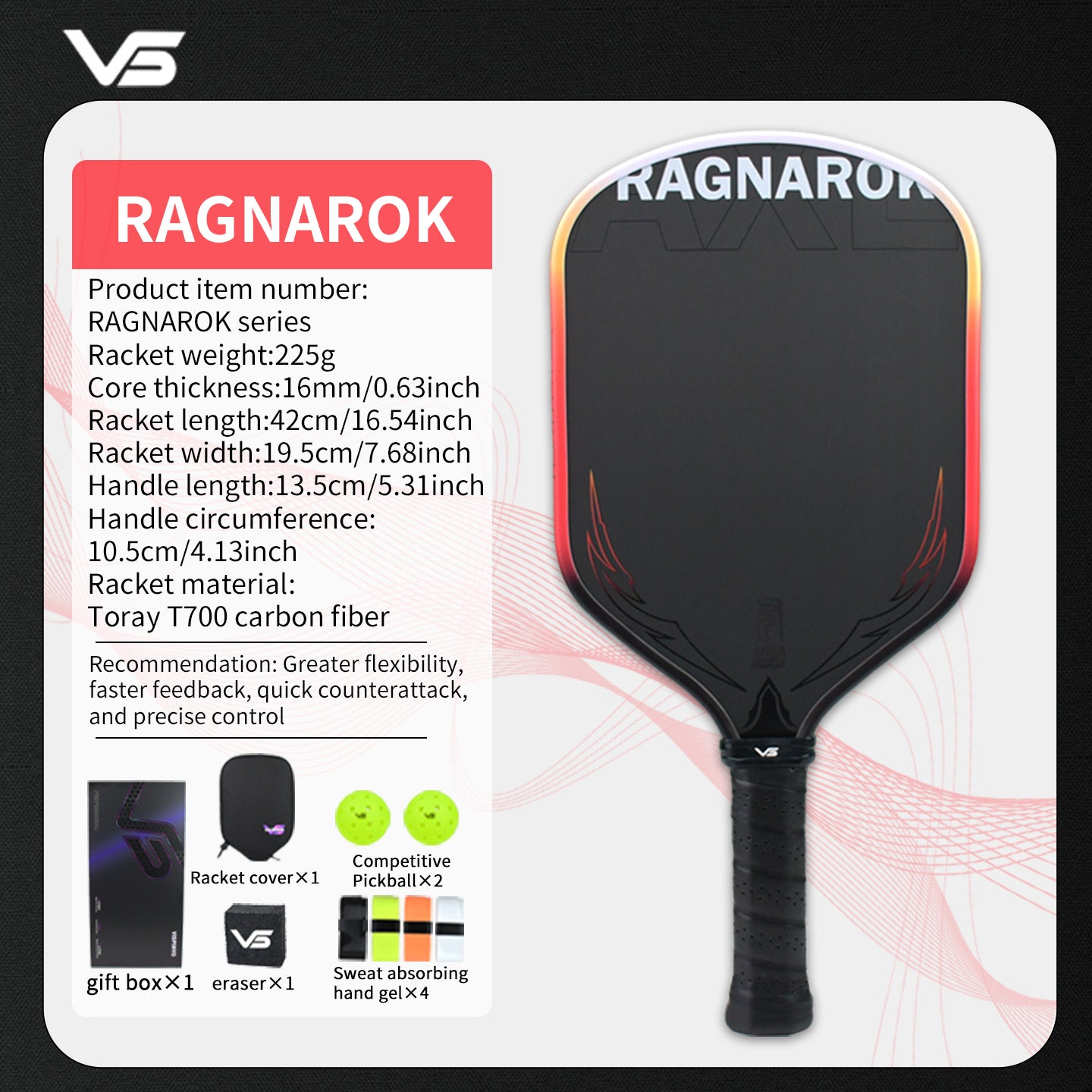 VISPINVO VS- RAGNAROK 16mm Pickleball Paddles