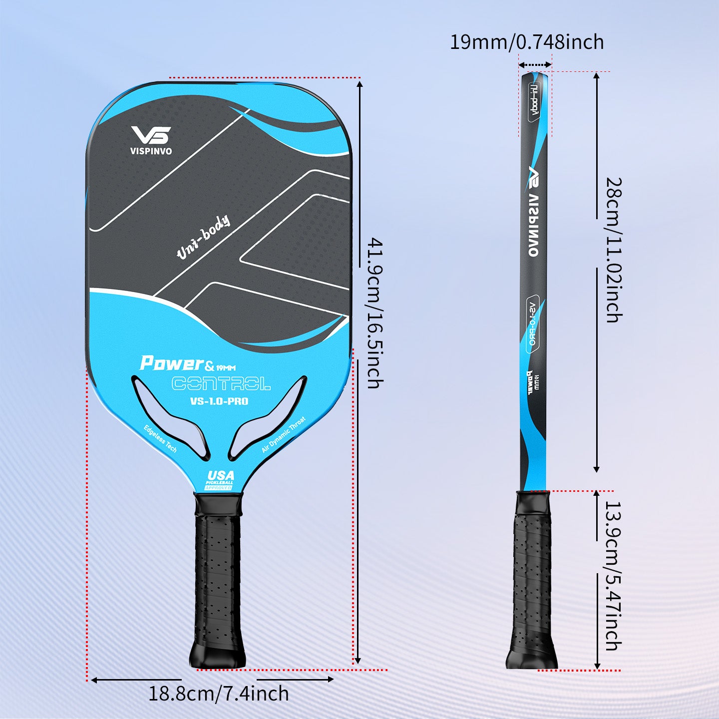 USAPA Approved VISPINVO 1.0-PRO Pickleball Paddles