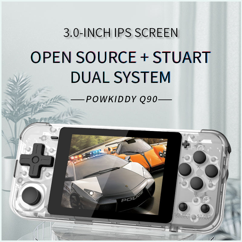 POWKIDDY Q90 3-inch IPS screen Handheld console dual open system game console 16 simulators retro PS1 kids gift 3D new games
