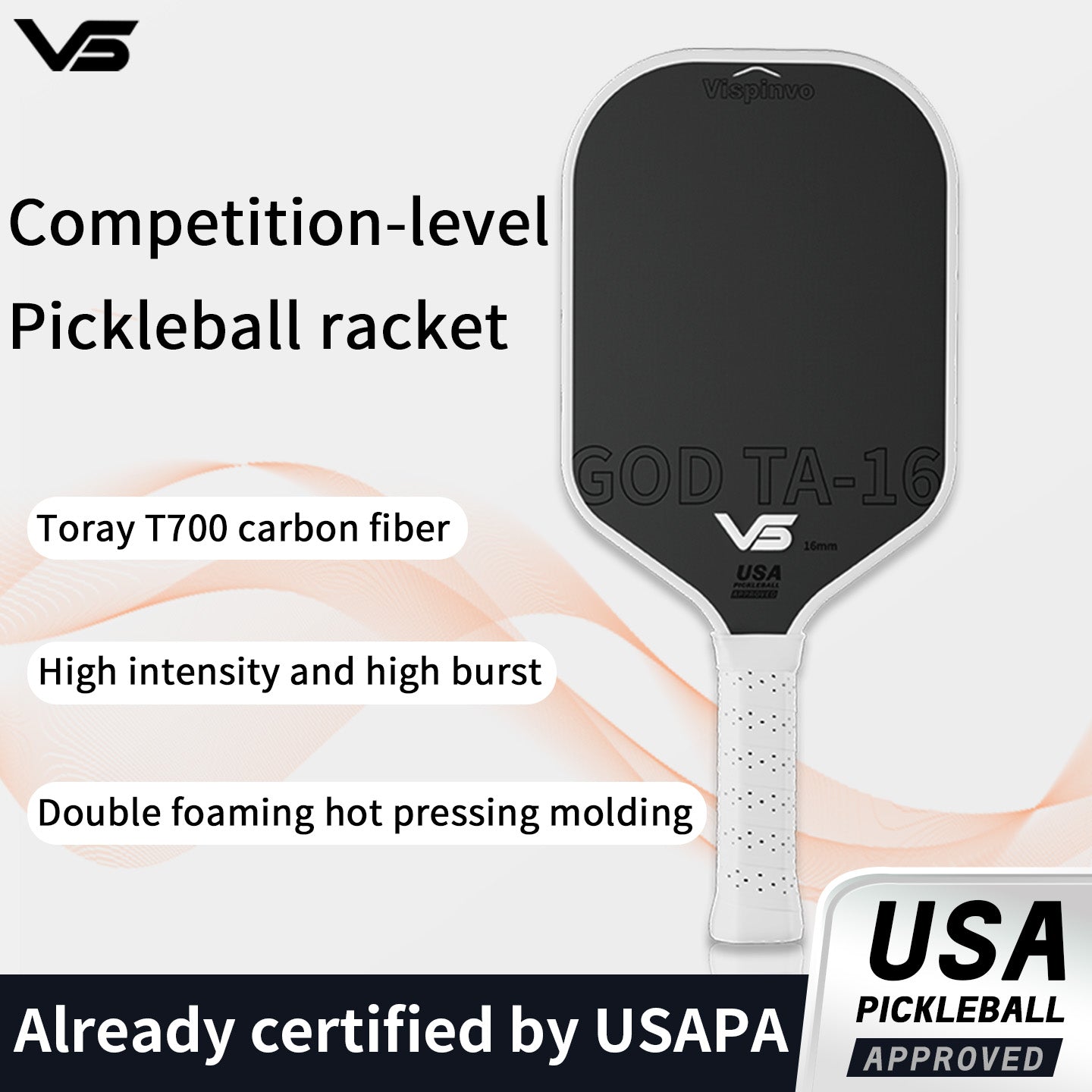 USAPA Approved VISPINVO GOD TA-16  Pickleball Paddles