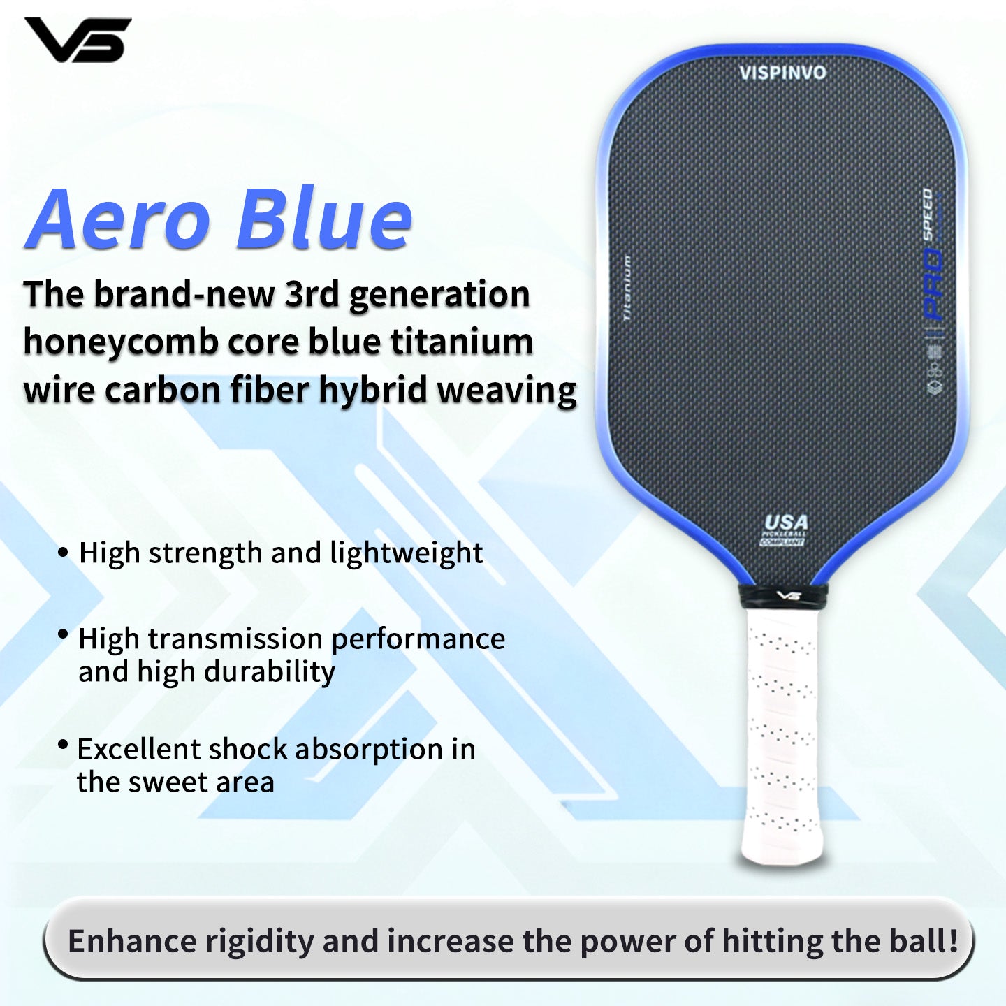 VISPINVO VS-Blue Titanium Wire 16mm Pickleball Paddles