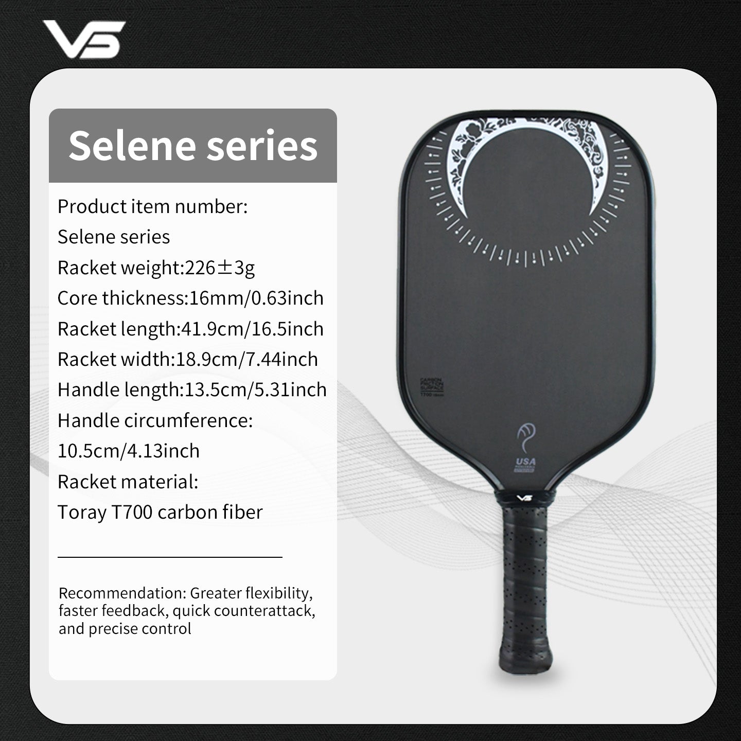 VISPINVO VS-Moon Goddess Selene 16mm Pickleball Paddles