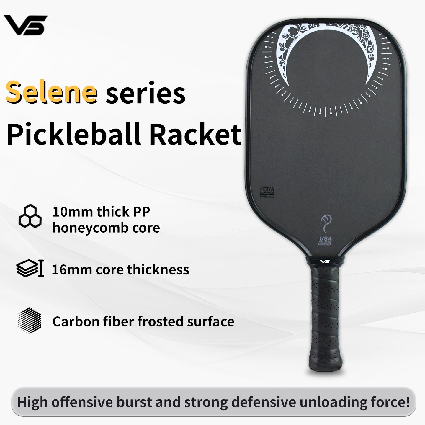VISPINVO VS-Moon Goddess Selene 16mm Pickleball Paddles
