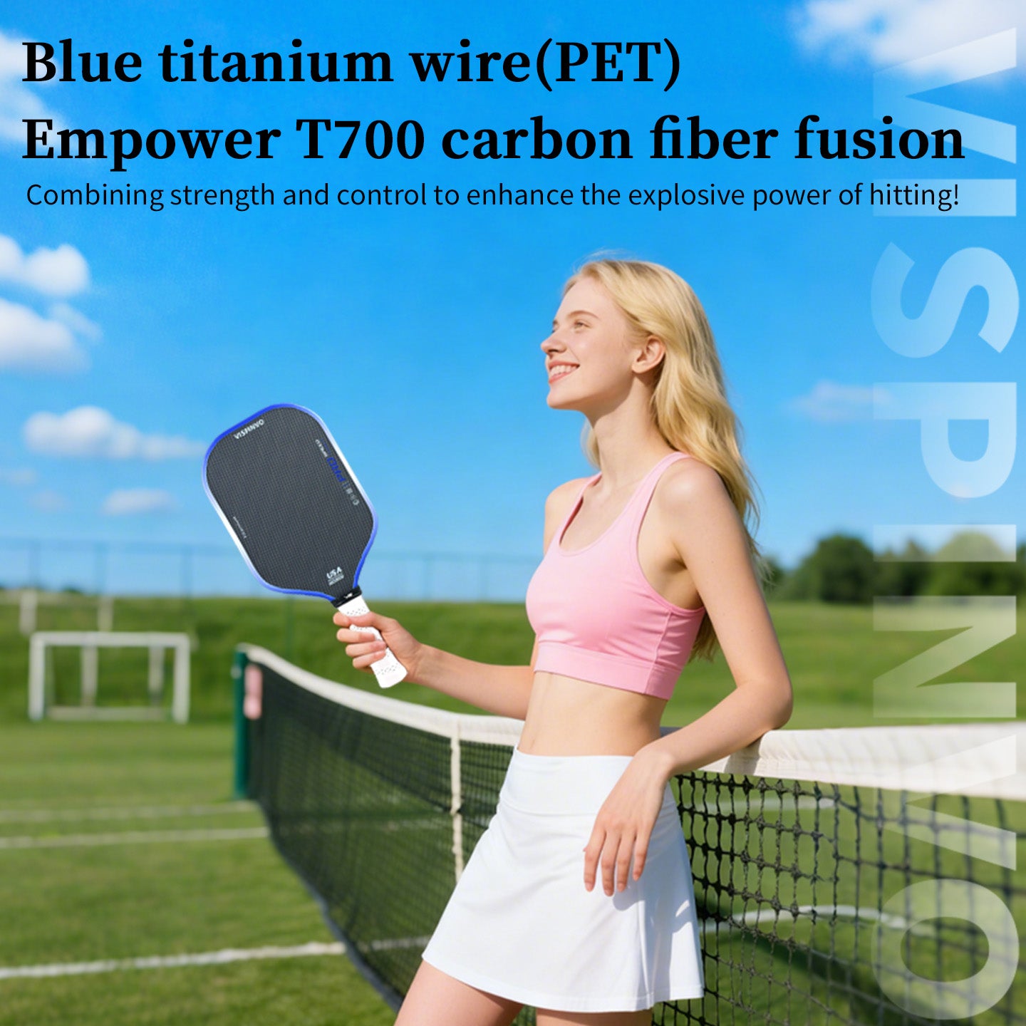 VISPINVO VS-Blue Titanium Wire 16mm Pickleball Paddles