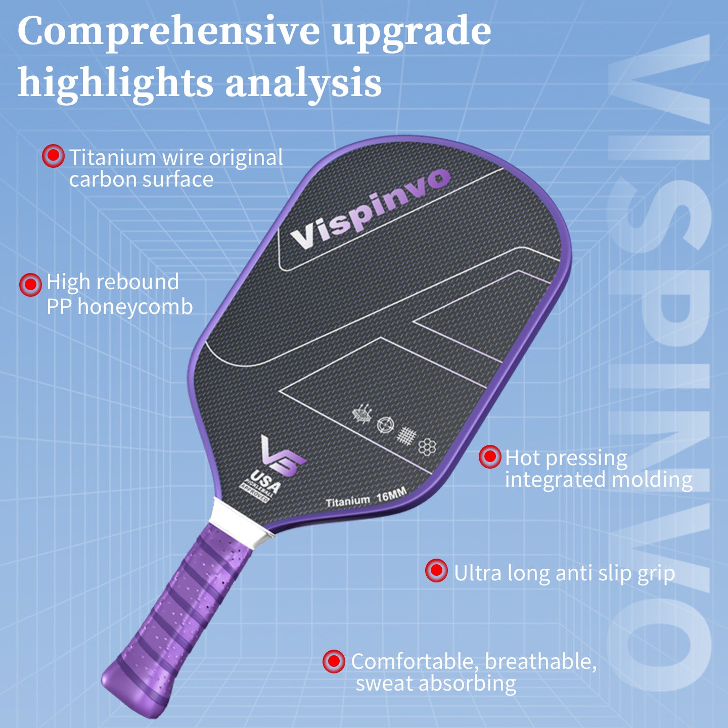 VISPINVO VS-Titanium Wire  16mm Pickleball Paddles