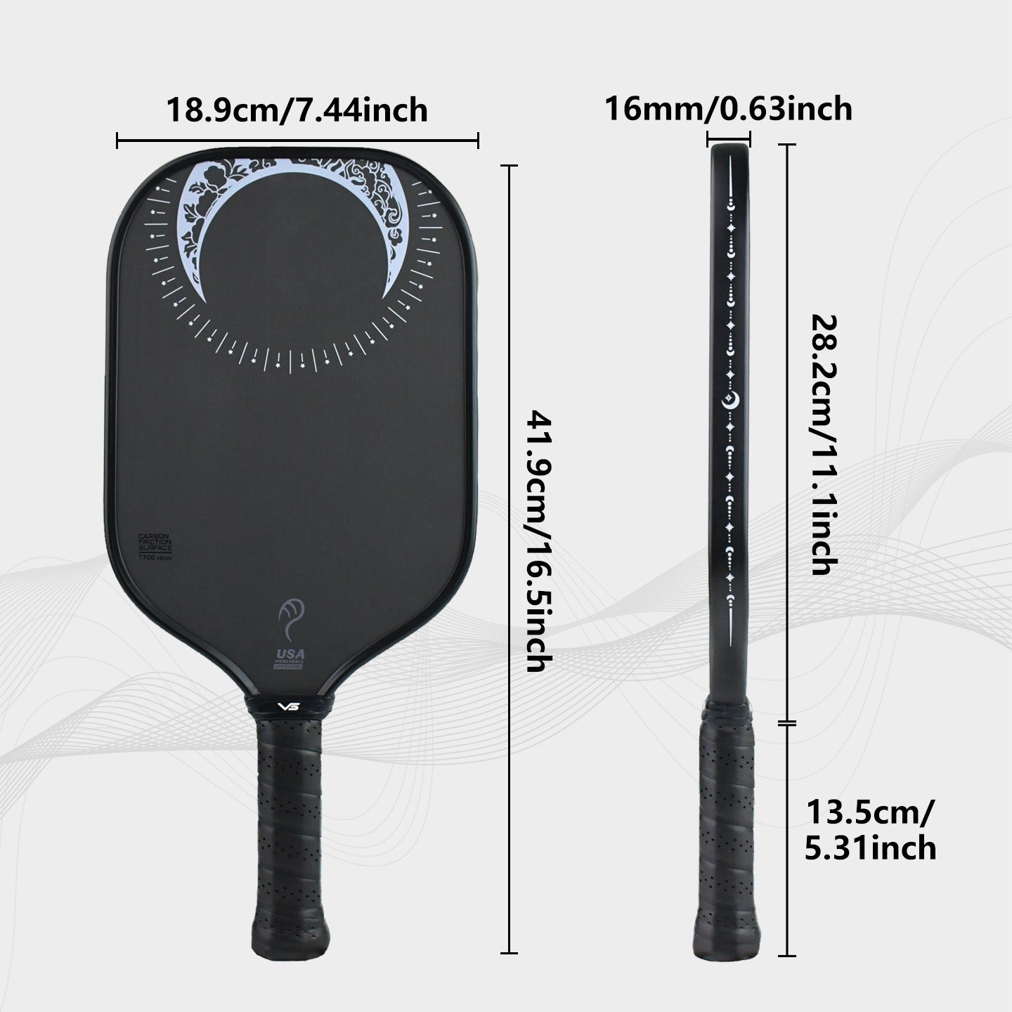 VISPINVO VS-Moon Goddess Selene 16mm Pickleball Paddles