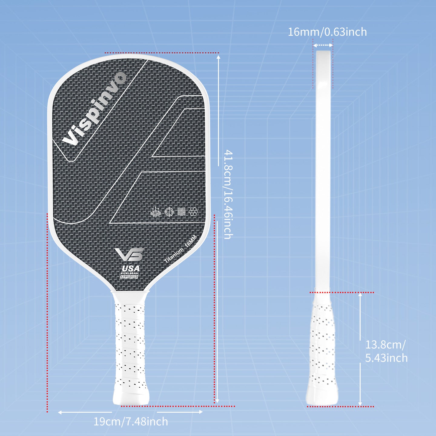 VISPINVO VS-Titanium Wire  16mm Pickleball Paddles