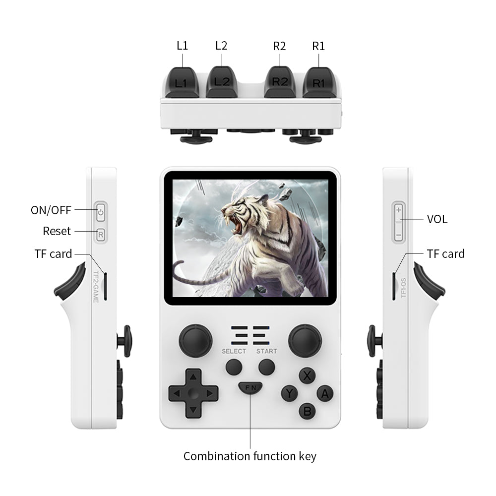 POWKIDDY RGB20S 3.5-Inch 4:3 IPS OGA Screen Open Source Handheld Game Console RK3326 Special Back Button Children's Gifts