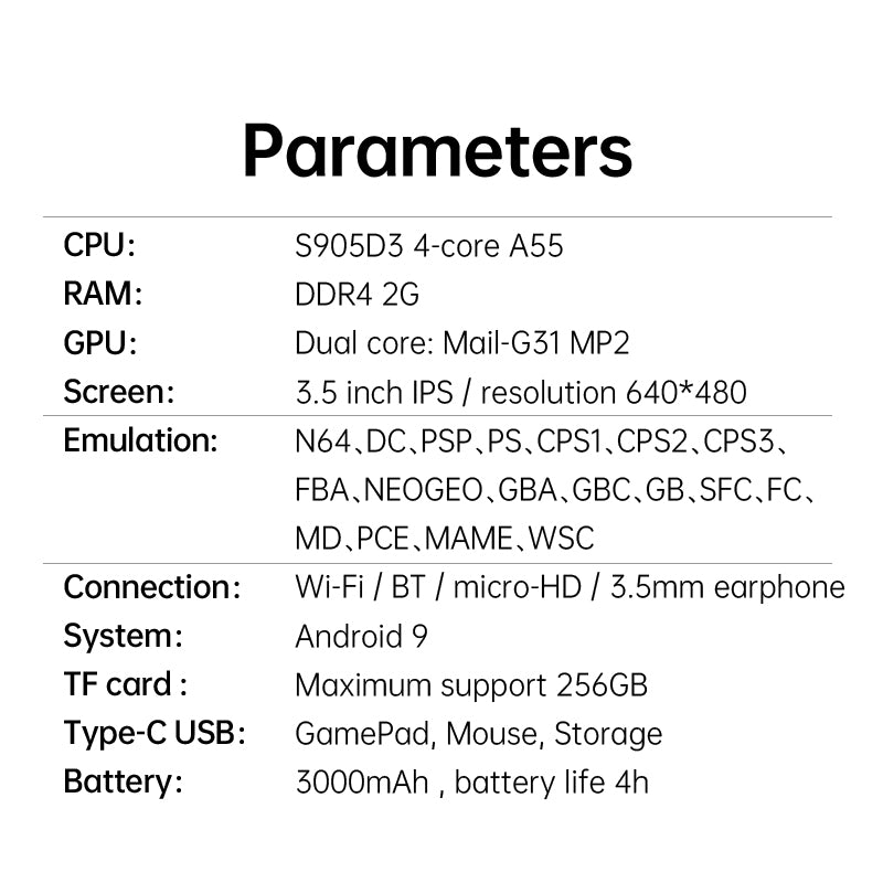 POWKIDDY A20 Handheld Game Console S905D3 Chip 3.5 “Full Fit IPS